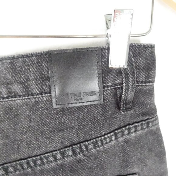 Free People Denim Mini Skirt Size 28 Black Button Fly Brea Boho Raw Hem - Picture 5 of 11